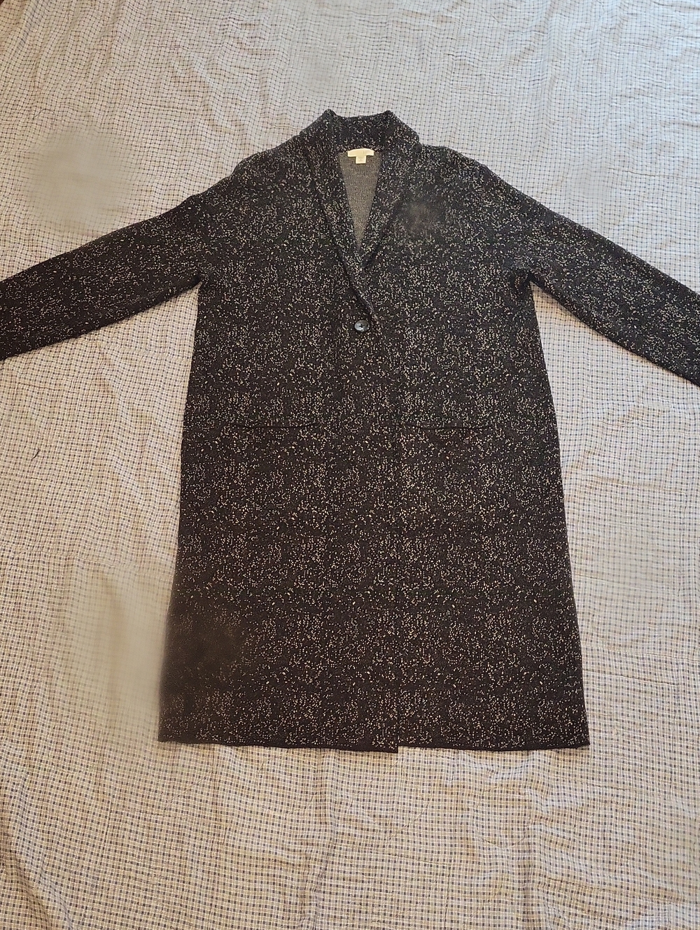 J. Jill Black with White Speckle Longline Trench Coat